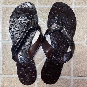 Tory Burch dark brown sandal flip flops